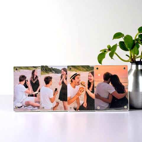 Personalized 4x3 Inch Magnetic Acrylic Polaroid Photo Frames – 4 Pcs
