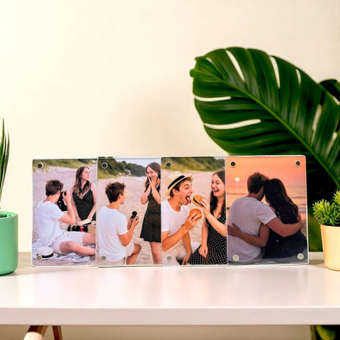 Personalized 4x3 Inch Magnetic Acrylic Polaroid Photo Frames – 4 Pcs