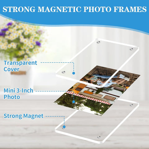 Personalized 4x3 Inch Magnetic Acrylic Polaroid Photo Frames – 4 Pcs
