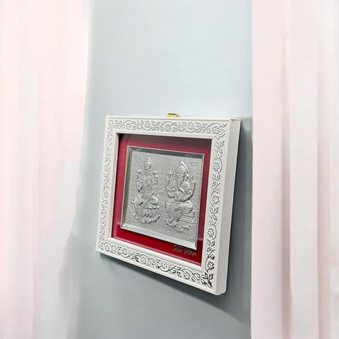 Silver Plated Radha Krishna/ Ganesh Laxmi/ Hanuman Ji Religious Photo Frame for Home Decor Gift Item Suitable For Pooja Room & Office