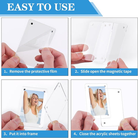 Personalized 4x3 Inch Magnetic Acrylic Polaroid Photo Frames – 4 Pcs