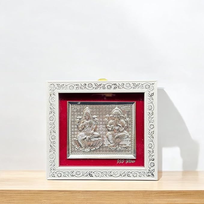 Silver Plated Radha Krishna/ Ganesh Laxmi/ Hanuman Ji Religious Photo Frame for Home Decor Gift Item Suitable For Pooja Room & Office