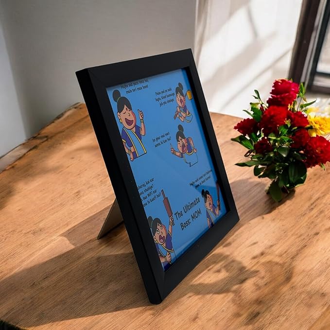 Desi Mom Photo Frame for Mother Birthday (7.5x7.5 Inches, Wood) | Gifts for Mother/Mom/Amma - Best Gift for Mother
