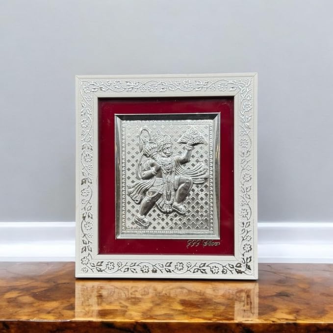 Silver Plated Radha Krishna/ Ganesh Laxmi/ Hanuman Ji Religious Photo Frame for Home Decor Gift Item Suitable For Pooja Room & Office