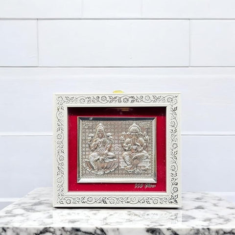 Silver Plated Radha Krishna/ Ganesh Laxmi/ Hanuman Ji Religious Photo Frame for Home Decor Gift Item Suitable For Pooja Room & Office