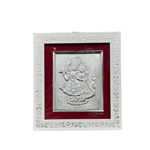 Silver Plated Radha Krishna/ Ganesh Laxmi/ Hanuman Ji Religious Photo Frame for Home Decor Gift Item Suitable For Pooja Room & Office