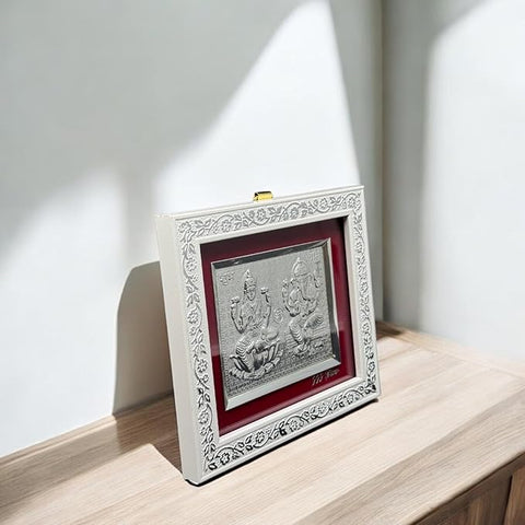 Silver Plated Radha Krishna/ Ganesh Laxmi/ Hanuman Ji Religious Photo Frame for Home Decor Gift Item Suitable For Pooja Room & Office
