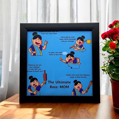 Desi Mom Photo Frame for Mother Birthday (7.5x7.5 Inches, Wood) | Gifts for Mother/Mom/Amma - Best Gift for Mother