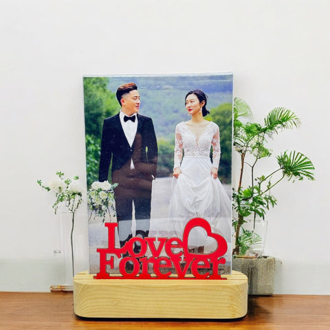 Acrylic Customized Photo Frame with Pinewood Stand for Gifting