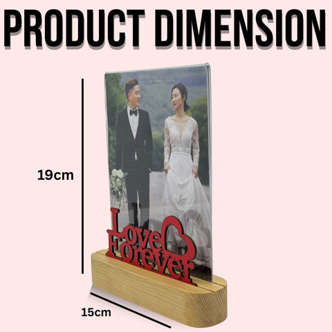 Acrylic Customized Photo Frame with Pinewood Stand for Gifting